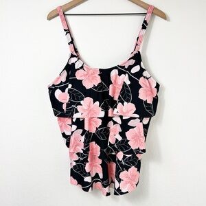 BEAUTIKINI PLUS SIZE FLORAL BLACK PINK WHITE TANKINI 22W BRAND NEW WITH TAGS